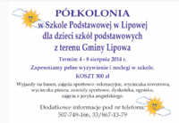 Szkoła Podstawowa w Lipowej zaprasza na półkolonie