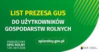 Powszechny Spis Rolny - użytkownicy gospodarstw rolnych otrzymają list od Prezesa GUS